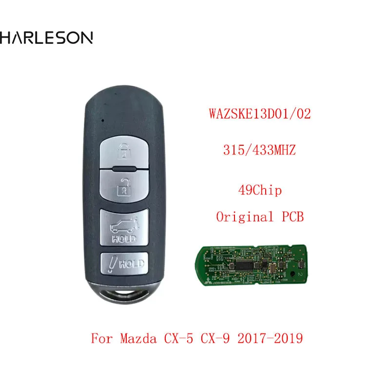 Оригинальная печатная плата, 4 кнопки, 315 МГц, PCF7953P 49, чип для Mazda дистанционный смарт ключ-брелок 433, 2016, 2017, 2018, WAZSKE13D02/01
Оригинальная печатная плата, 4 кнопки, 315 МГц, PCF7953P 49, чип для Mazda дистанционный смарт ключ-брелок 433, 2016, 2017, 2018, WAZSKE13D02/01