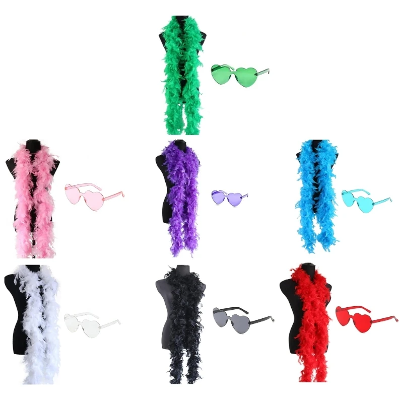 L5YA Bridal Shower FeatherBoa Scarf Heart-Shape Sunglasses Dancing Party Accessories
L5YA Bridal Shower FeatherBoa Scarf Heart-Shape Sunglasses Dancing Party Accessories
