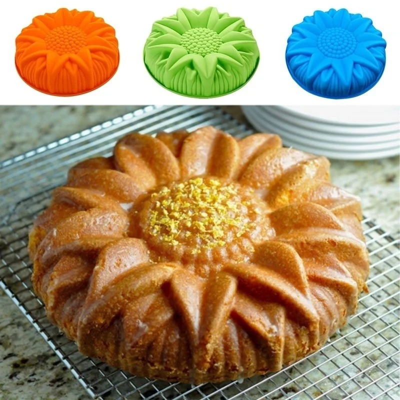 

Dessert mold large sunflower shape pastry mold Kitchen cake mold large silicone cake mold (random colors)