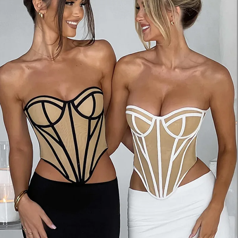 Summer new women's fashion sexy wrapped breast fishbone line neck slim back irregular chest waist corset small vest S-L 2 colors
Summer new women's fashion sexy wrapped breast fishbone line neck slim back irregular chest waist corset small vest S-L 2 colors