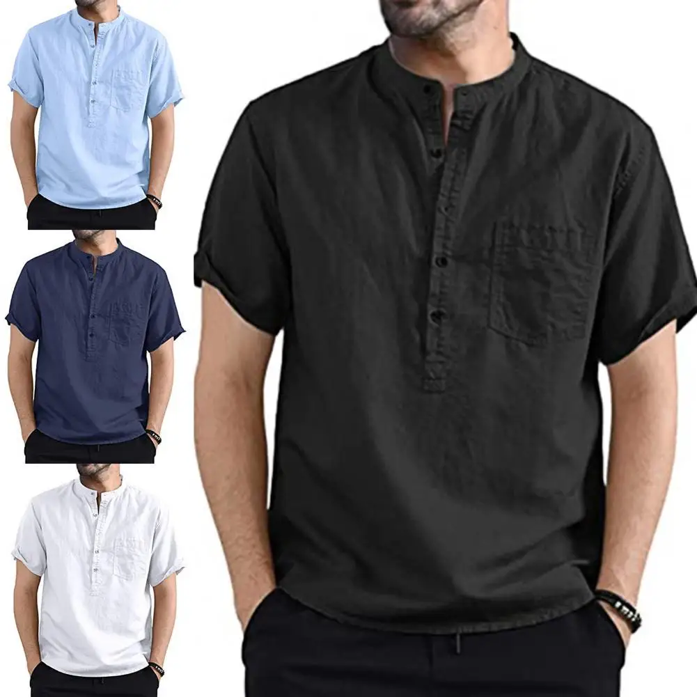 Short Sleeve Shirt Comfortable to Wear 4 Sizes Solid Color Short Sleeve Tops Men Tops for Daily Life
Short Sleeve Shirt Comfortable to Wear 4 Sizes Solid Color Short Sleeve Tops Men Tops for Daily Life