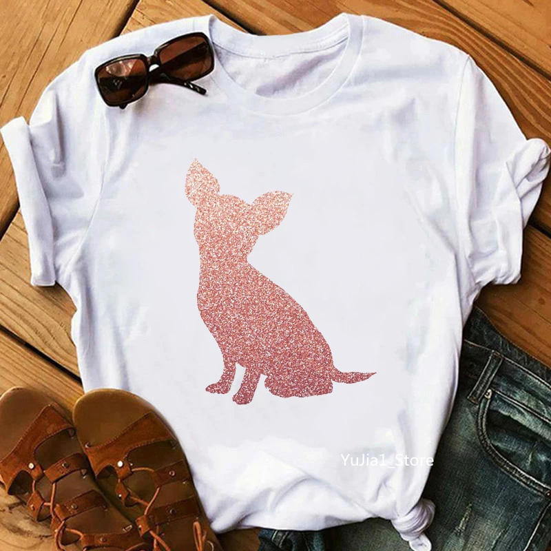 Pink Glitter Chihuahua Dog Print T Shirt Women'S Clothing Funny White Tshirt Femme Harajuku Kawaii Clothes Dog Lover T-Shirt
Pink Glitter Chihuahua Dog Print T Shirt Women'S Clothing Funny White Tshirt Femme Harajuku Kawaii Clothes Dog Lover T-Shirt