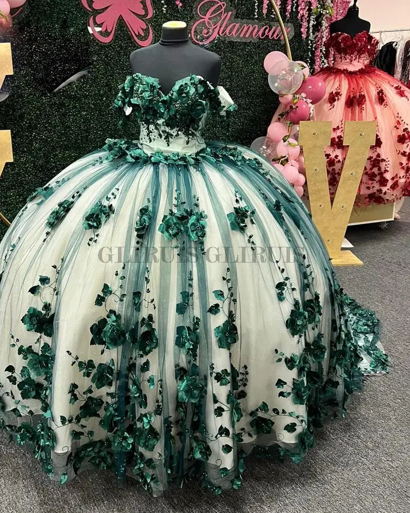 Emerald Green Ball Gown Quinceanera Dresses 3D Flowers Beads Lace Applique Sweet 15 16 Dress Party Wear Xv Años
Emerald Green Ball Gown Quinceanera Dresses 3D Flowers Beads Lace Applique Sweet 15 16 Dress Party Wear Xv Años
