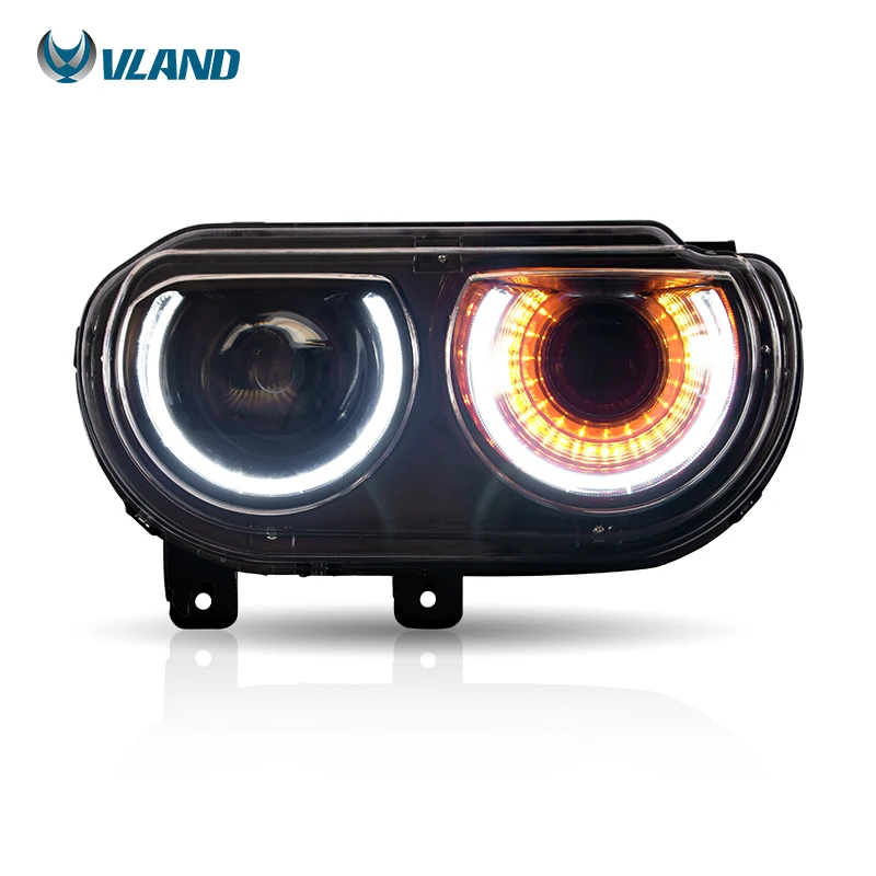 

VLAND Manufacturer LED Headlights With Sequential Headlamp 2008-2014 SRT R/T Car Head Light For dodge challenger Front Lamp