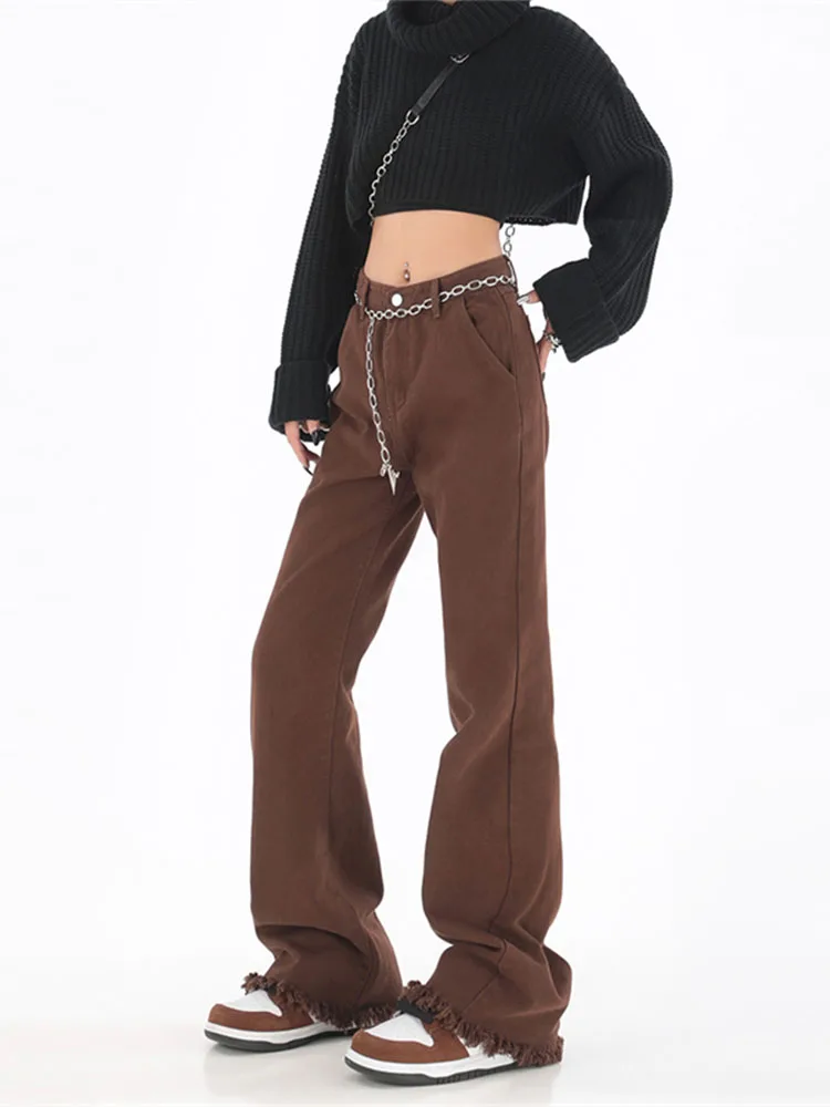 Streetwear Women Split Baggy Jeans Y2K Tassel Loose Female Coffee Flare Pants Autumn Winter Size Fashion Casual Straight Trouser
Streetwear Women Split Baggy Jeans Y2K Tassel Loose Female Coffee Flare Pants Autumn Winter Size Fashion Casual Straight Trouser