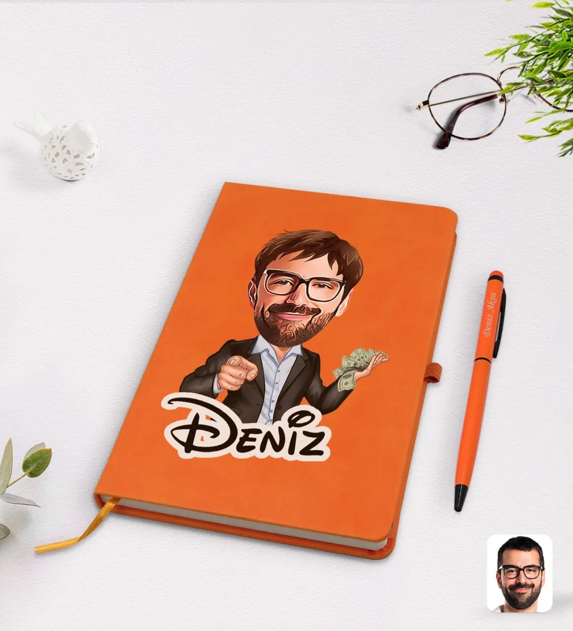 Personalized men's millionaire cartoon orange thermo leather notebook pen set Model 1
Personalized men's millionaire cartoon orange thermo leather notebook pen set Model 1