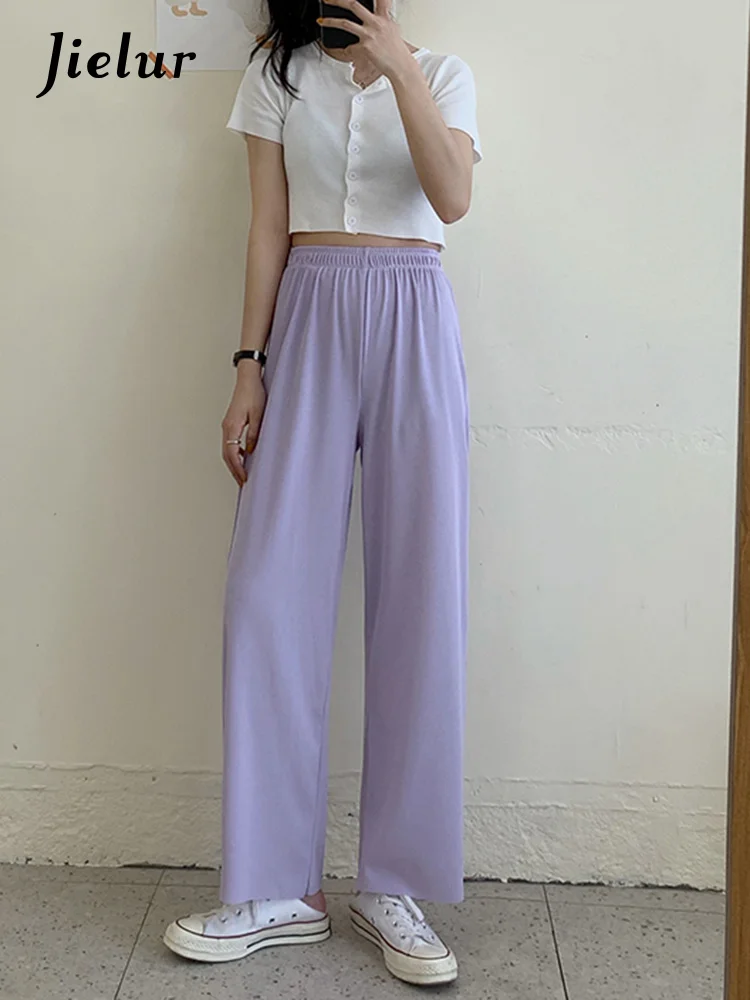 High Waist Summer Pants Female M-4XL Thin Simple Loose Straight Women Trousers Black Purple Wide Leg Capri Pants
High Waist Summer Pants Female M-4XL Thin Simple Loose Straight Women Trousers Black Purple Wide Leg Capri Pants