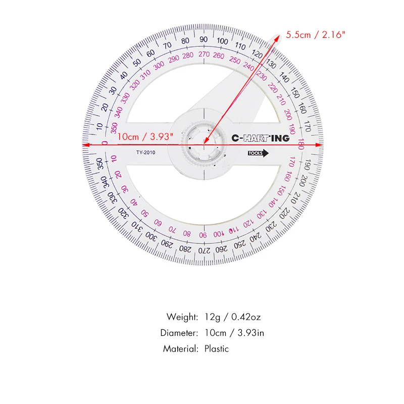 1 Pcs Portable All Circular 10cm Plastic 360 Degree Pointer Protractor Ruler Angle Finder Swing Arm For School Office Supplies
1 Pcs Portable All Circular 10cm Plastic 360 Degree Pointer Protractor Ruler Angle Finder Swing Arm For School Office Supplies