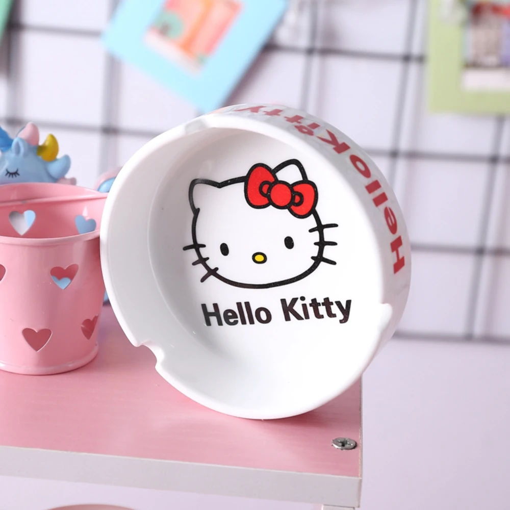 

Sanrio Anime Hello Kitty Ceramic Ashtray Cute Cartoon Creative Simplicity Fashion Home Decor Tool for Boyfriend Birthday Gift