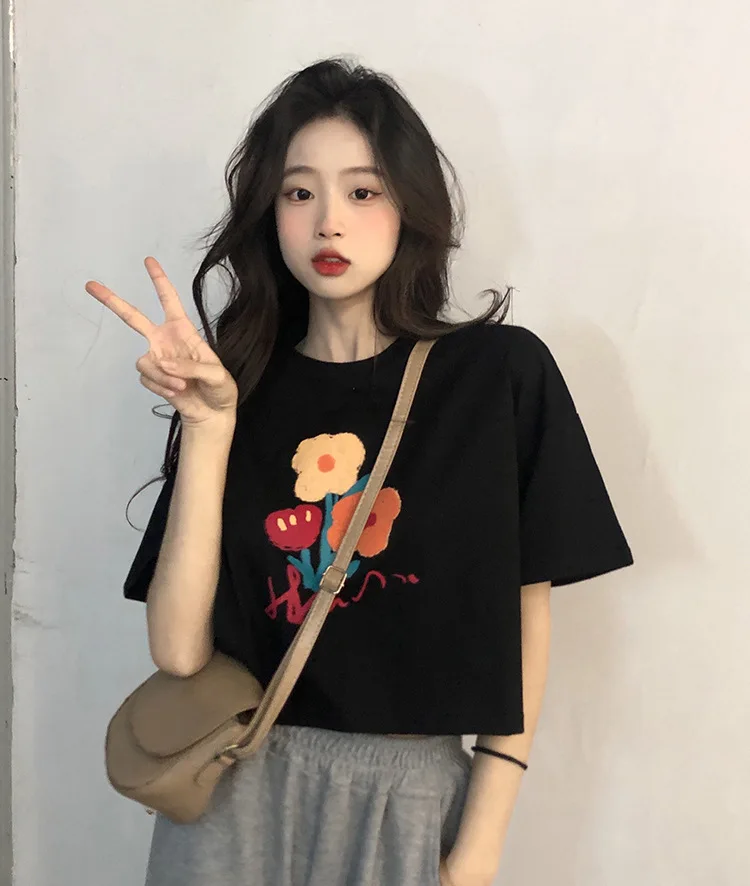 Summer 2022 New Design Sense Niche Loose Printing Short Cotton Short-sleeved T-shirt Women
Summer 2022 New Design Sense Niche Loose Printing Short Cotton Short-sleeved T-shirt Women