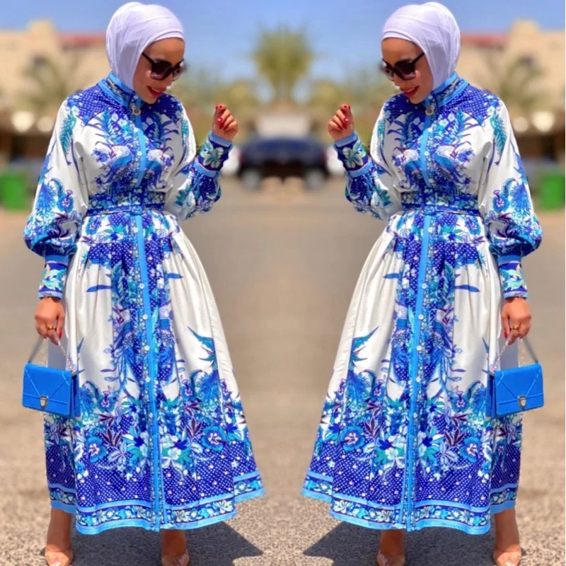 

Женское платье с принтом, мусульманское Рамадан, абайя, большие качели, кафтан, дубайские платья, абайя, t-халат, Женский кафтан, уличный хиджаб, абайя s