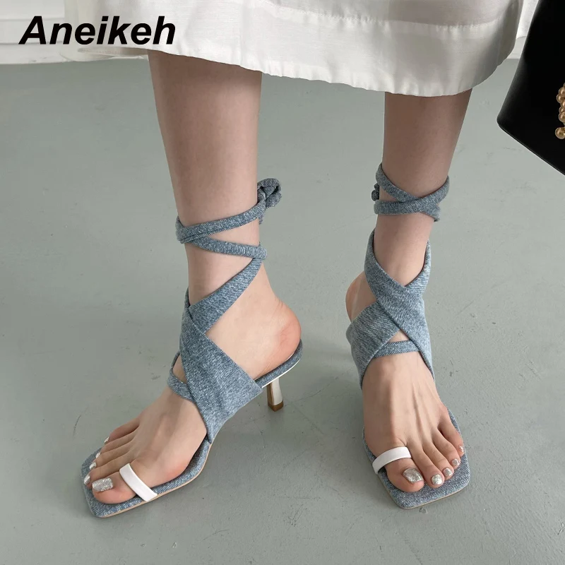Aneikeh Sexy Open Toe High Heel Women Summer Sandals Solid Stretch Fabric Ankle Strap Lace Up Pinch Toe Party Dress Office Shoes
Aneikeh Sexy Open Toe High Heel Women Summer Sandals Solid Stretch Fabric Ankle Strap Lace Up Pinch Toe Party Dress Office Shoes