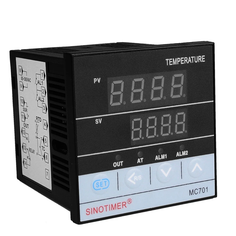 SINOTIMER MC701 Digital PID Temperature Controller Waterproof K Type PT100 Sensor Input Relay SSR Output
SINOTIMER MC701 Digital PID Temperature Controller Waterproof K Type PT100 Sensor Input Relay SSR Output