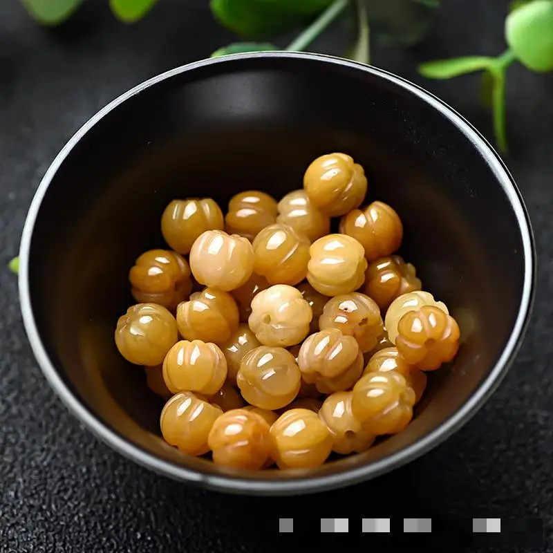 

Yellow Jade Pumpkin Beads For Jewelry Making Diy Necklace Earring Bracelet Charms Gold Silk Jades Lotus Flower Bead Accessories