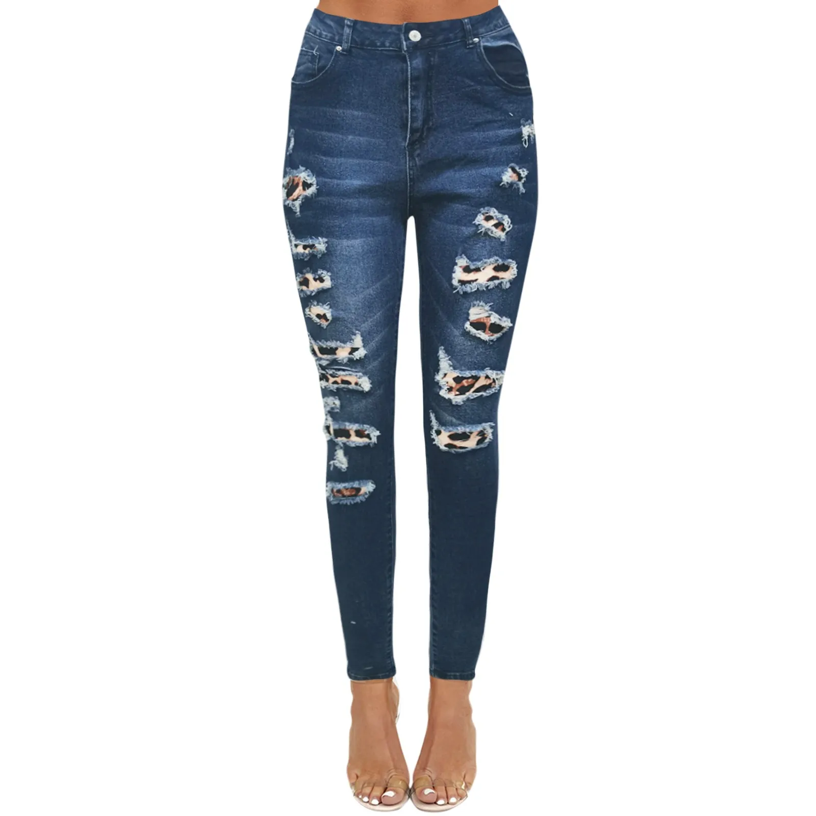 Women Ripped Skinny Jeans Pants Pockets Leopard Print Classic Jeans Denim Autumn Casual Slim Trousers Destroyed Streetwear
Women Ripped Skinny Jeans Pants Pockets Leopard Print Classic Jeans Denim Autumn Casual Slim Trousers Destroyed Streetwear