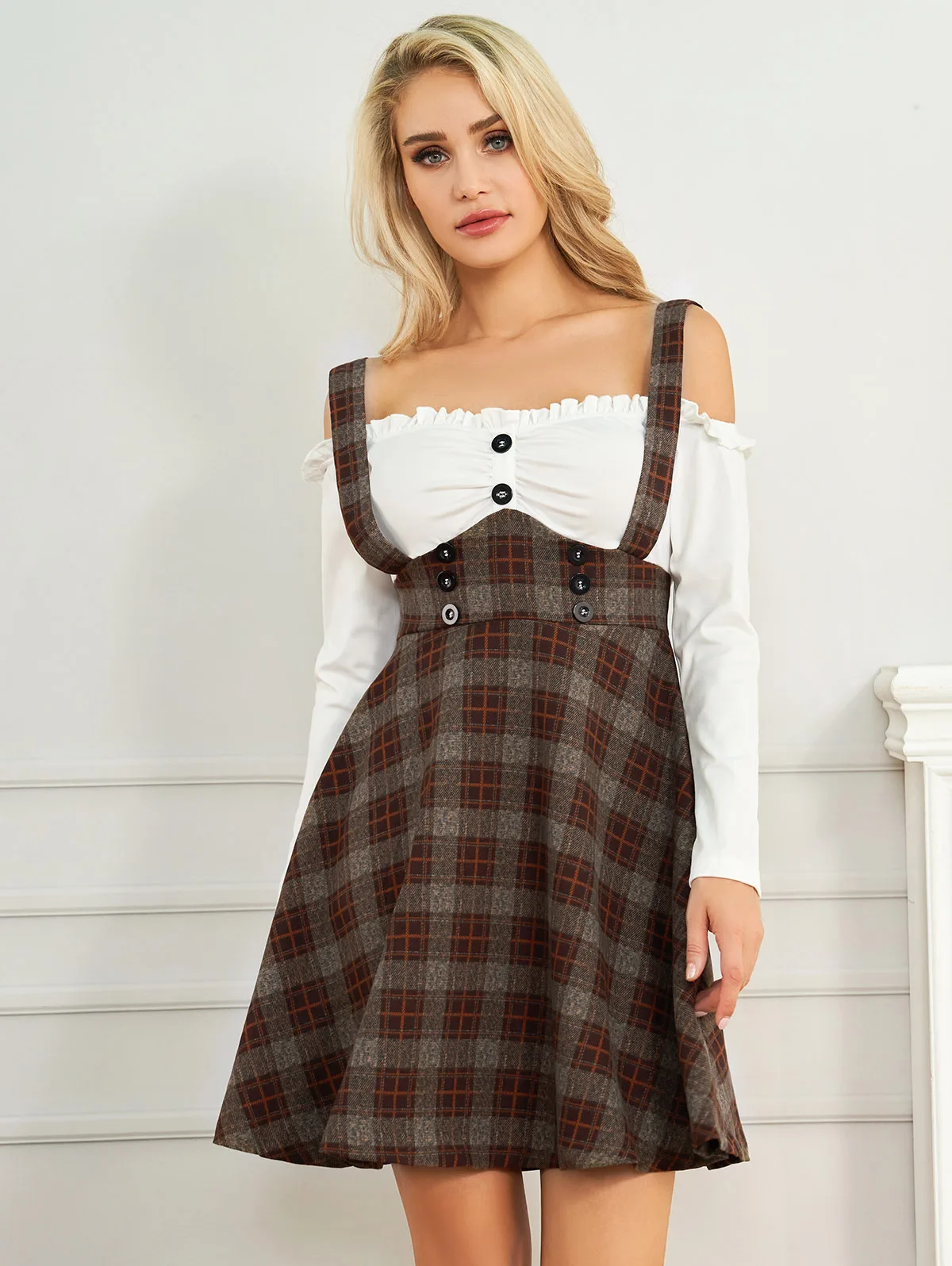 Женское клетчатое платье с рюшами и пуговицами, 2 в 1
Женское клетчатое платье с рюшами и пуговицами, 2 в 1