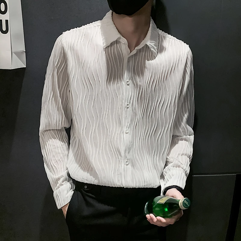 2022 Striped Men's Shirt Long Sleeve Slim Casual Shirt Business Formal Dress Shirts Social Party Blouse Streetwear Chemise Homme
2022 Striped Men's Shirt Long Sleeve Slim Casual Shirt Business Formal Dress Shirts Social Party Blouse Streetwear Chemise Homme