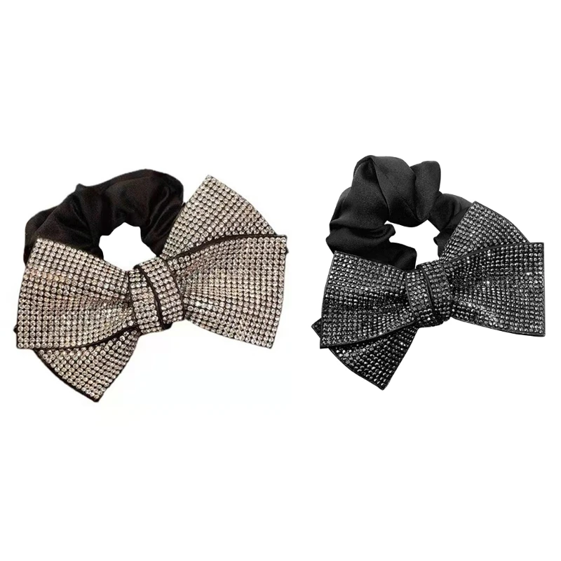 

Glistening Headband Gift for Girls and Ladies Hair Ties Bow Scrunchies with Elegant Sparkling Cute French Bowknot