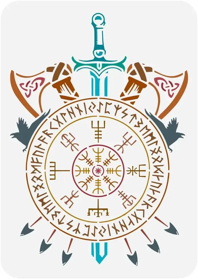 Трафарет для рисования оружием викингов Vegvisir
Трафарет для рисования оружием викингов Vegvisir