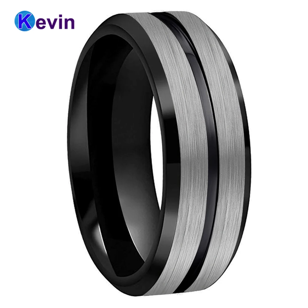 Tungsten Wedding Band Ring 8mm for Men Women Comfort Fit Black Beveled Edges Brushed 
Tungsten Wedding Band Ring 8mm for Men Women Comfort Fit Black Beveled Edges Brushed