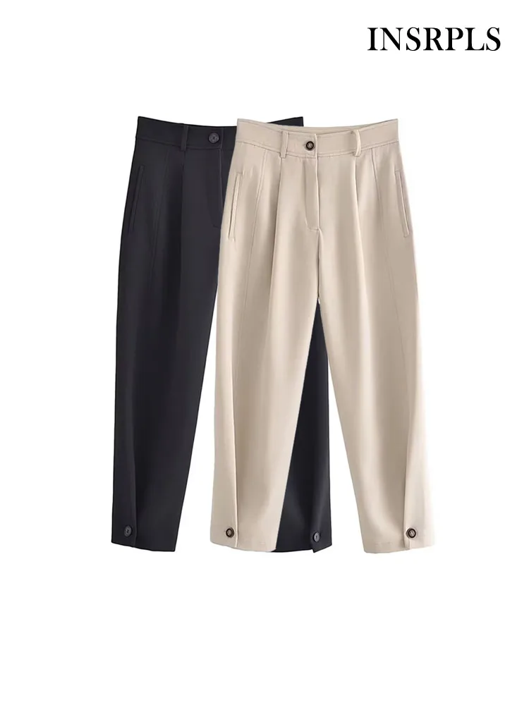 INSRPLS Women Fashion With Darts Side Pockets Carrot Fit Trousers Vintage Mid Waist Zipper Fly Female Pants Mujer
INSRPLS Women Fashion With Darts Side Pockets Carrot Fit Trousers Vintage Mid Waist Zipper Fly Female Pants Mujer