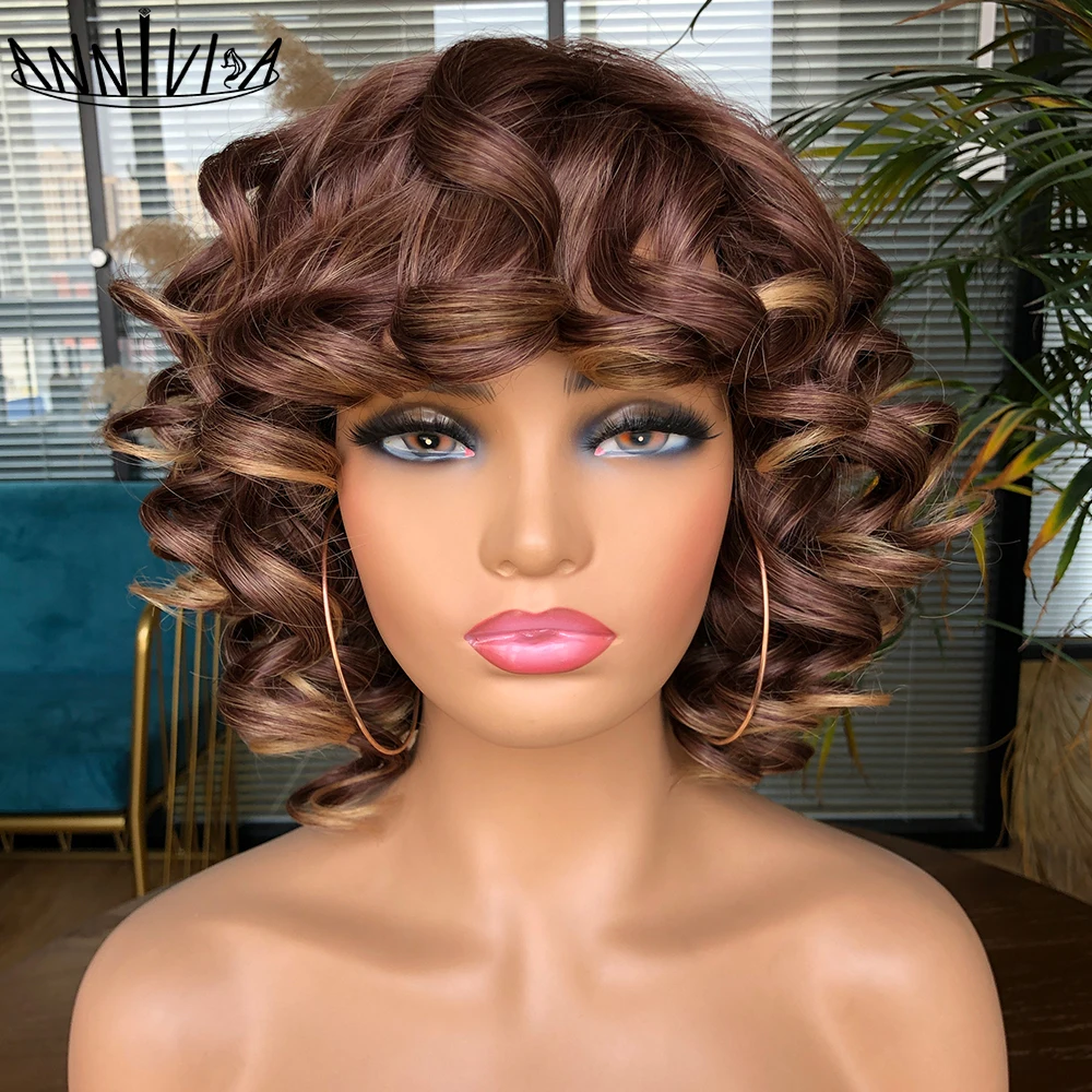 Short Synthetic Hair Afro Kinky Curly Wig With Bangs For Black Women Ombre Glueless Cosplay Natural Blonde Red Brown Wig
Short Synthetic Hair Afro Kinky Curly Wig With Bangs For Black Women Ombre Glueless Cosplay Natural Blonde Red Brown Wig