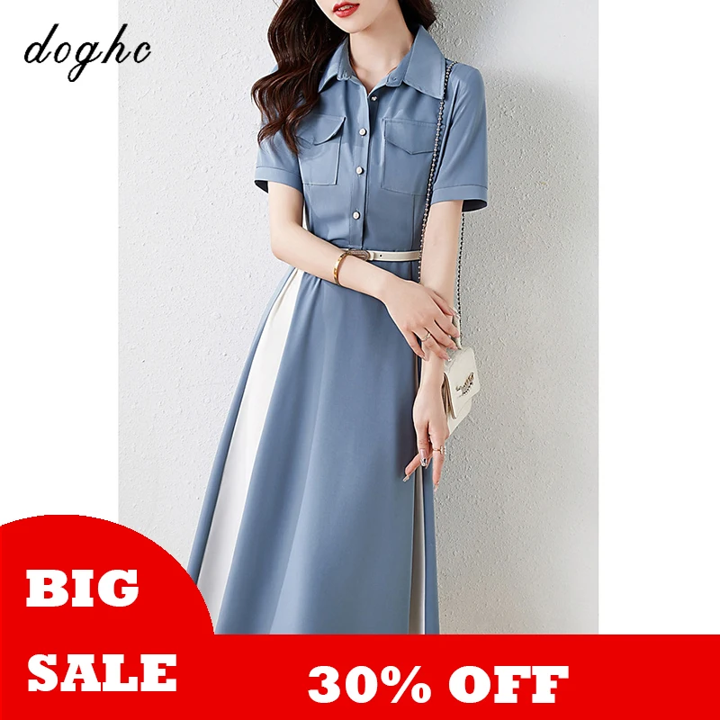 DOGHC Minimalism 2022 New Light Luxury Fashion Lapel Short Sleeve Waist Contrast Umbrella Skirt Versatile Comfortable Long Dress
DOGHC Minimalism 2022 New Light Luxury Fashion Lapel Short Sleeve Waist Contrast Umbrella Skirt Versatile Comfortable Long Dress