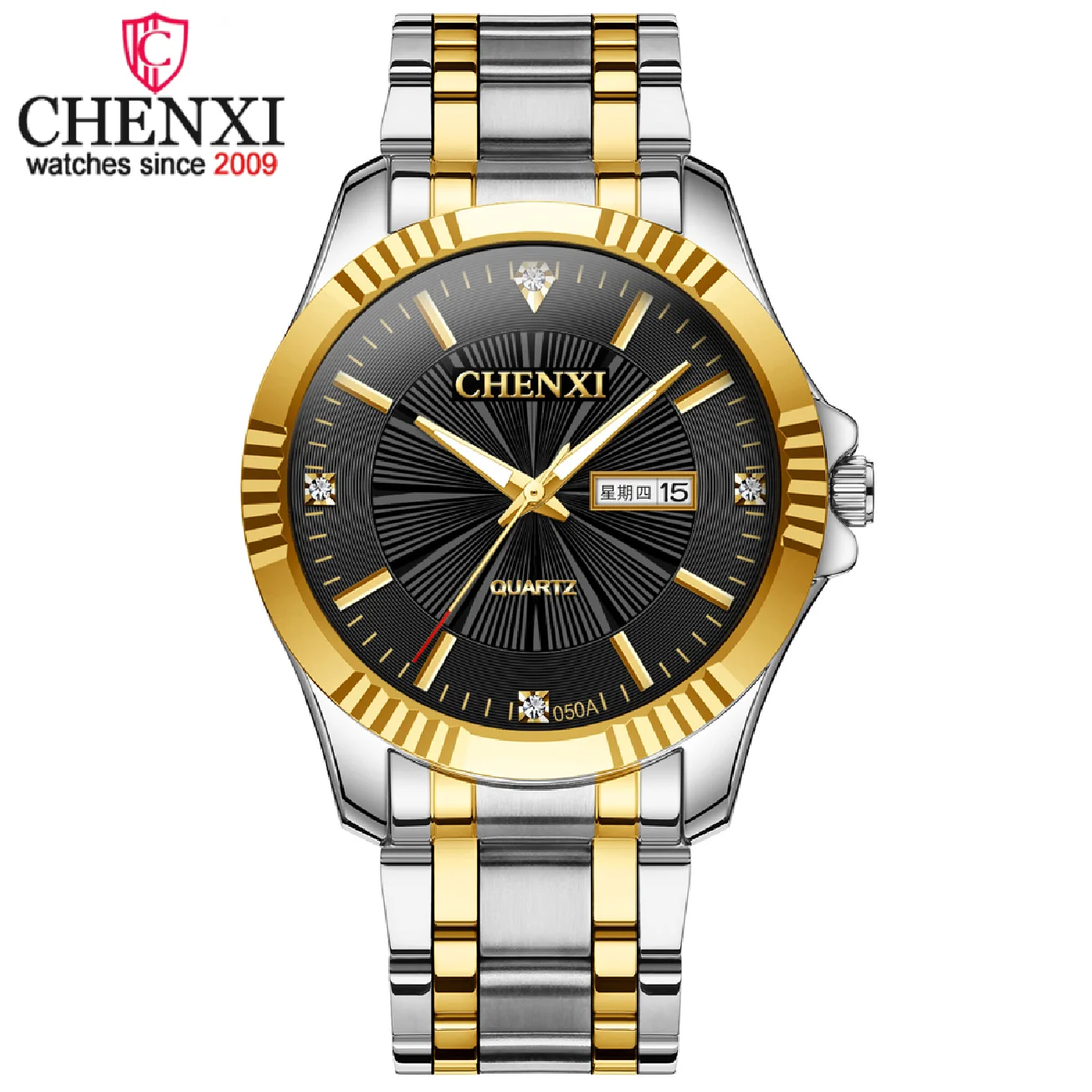 

Часы наручные CHENXI Мужские кварцевые, модные водонепроницаемые брендовые люксовые, с датой из нержавеющей стали, аналоговые деловые