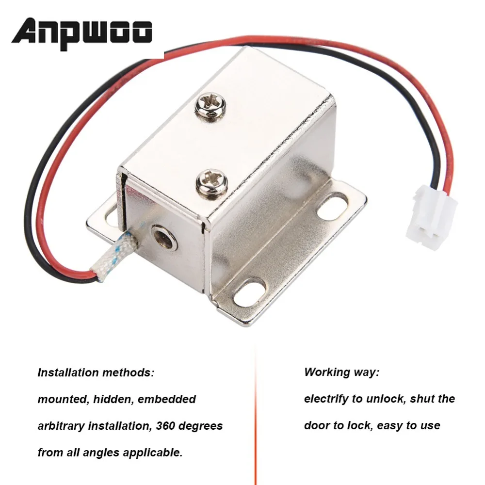 ANPWOO DC12V Solenoid Electromagnetic Electric Lock Access Control for Door Cabinet Drawer
ANPWOO DC12V Solenoid Electromagnetic Electric Lock Access Control for Door Cabinet Drawer