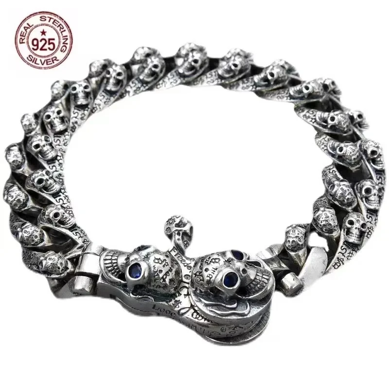 S925 Sterling silver bracelet Luxury overbearing double chain and tattoo leather embroidered personality popular men's retro jew
S925 Sterling silver bracelet Luxury overbearing double chain and tattoo leather embroidered personality popular men's retro jew