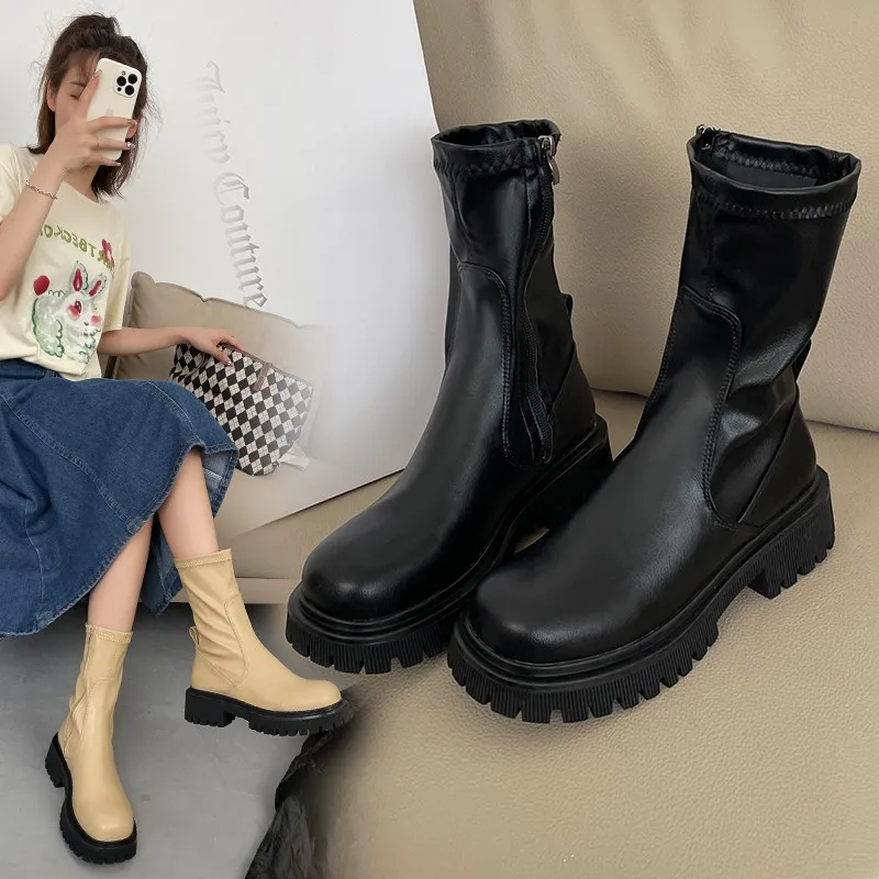 2021New Chelsea Women Ankle Boots Fashion Chunky Sole Slip On Long Boots Genuine Leather Black Short Boots
2021New Chelsea Women Ankle Boots Fashion Chunky Sole Slip On Long Boots Genuine Leather Black Short Boots