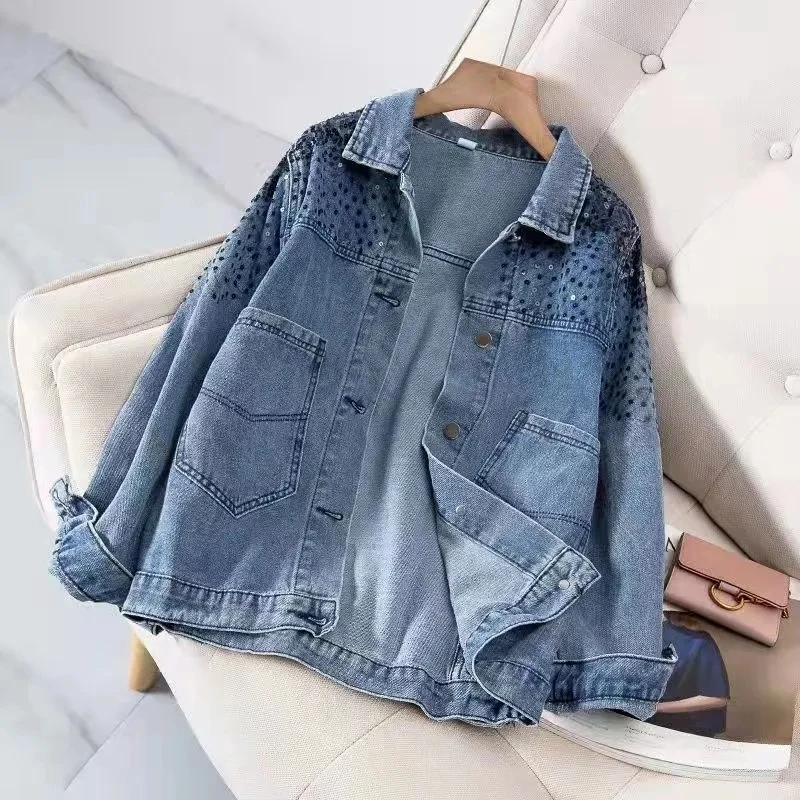 2022 Spring Autumn New Denim Jacket Womens Fried Street Fashion Denim Women's Casual Top Large Size temperament Loose Outerwear
2022 Spring Autumn New Denim Jacket Womens Fried Street Fashion Denim Women's Casual Top Large Size temperament Loose Outerwear