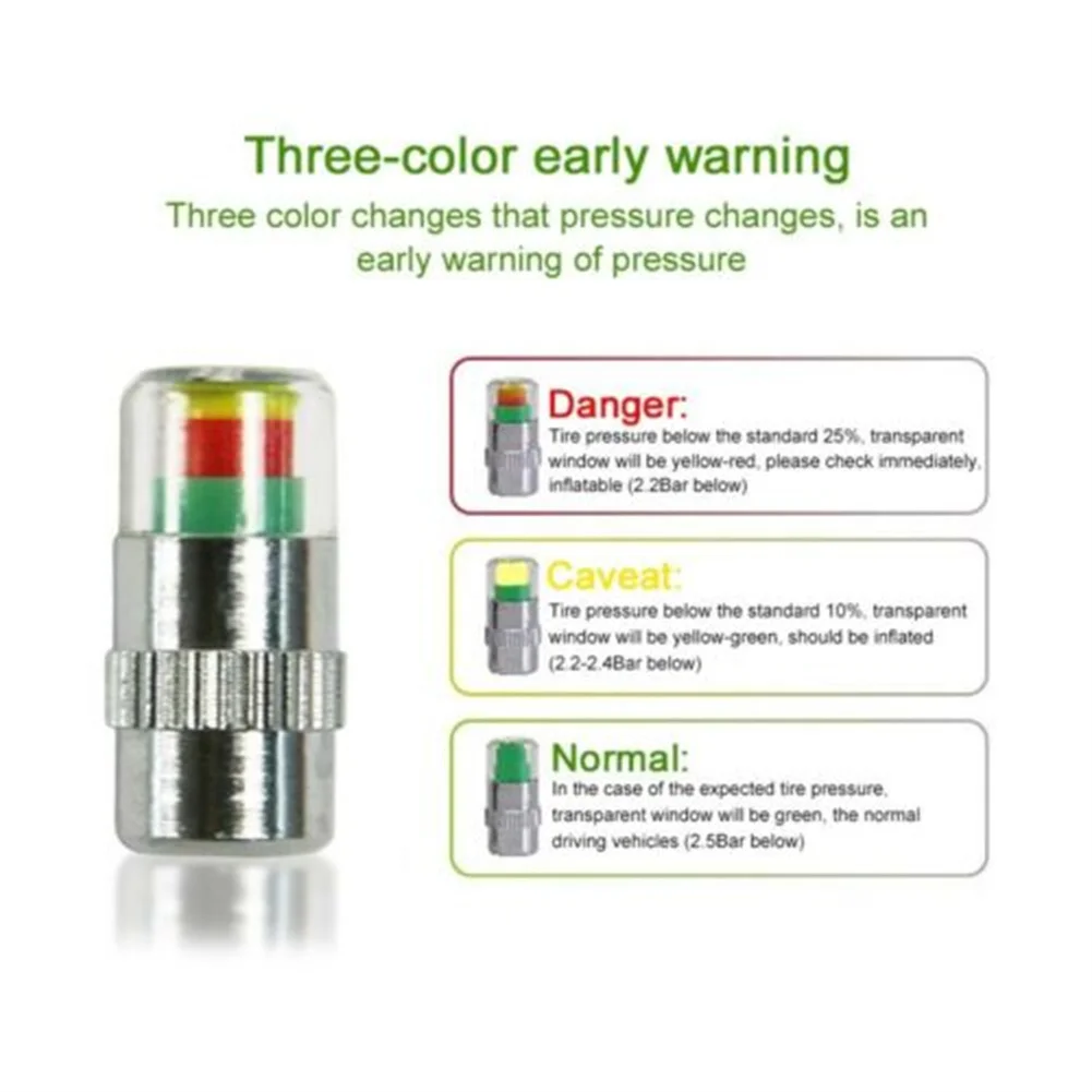 Tire Pressure Indicator Valve Monitor Motorcycle Silver W/Sensor Indicator 3 Color Eye Alert For 32PSI(2.2Bar) Cap Car
Tire Pressure Indicator Valve Monitor Motorcycle Silver W/Sensor Indicator 3 Color Eye Alert For 32PSI(2.2Bar) Cap Car