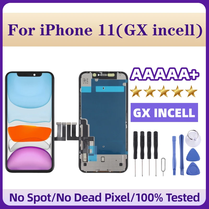 GX incell LCD Screen for iPhone 11 with Digitizer Full Assembly Mobile Phone LCD Screen Replacement
GX incell LCD Screen for iPhone 11 with Digitizer Full Assembly Mobile Phone LCD Screen Replacement