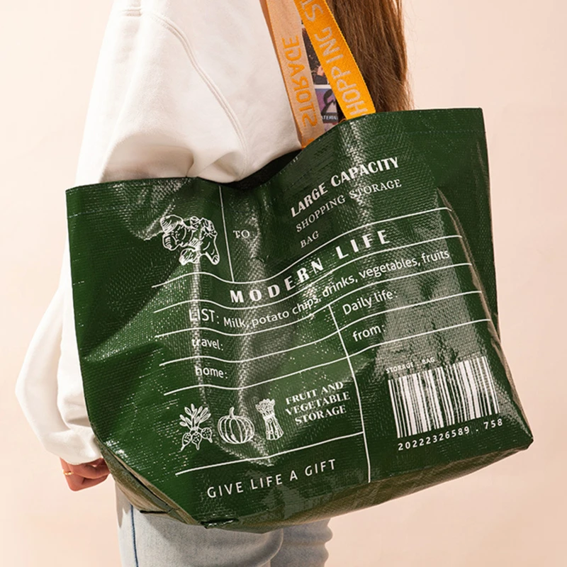 

Shopping Bag Folding Large Capacity Waterproof Environmental Protection Grocery Tote Pouch for Supermarket