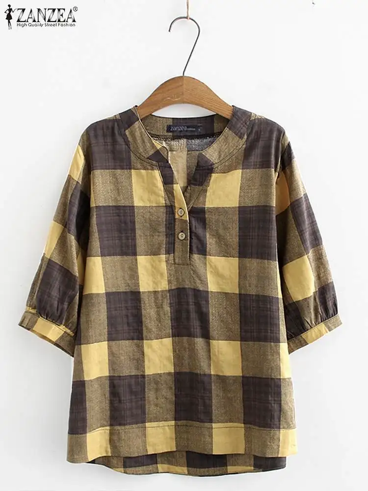 Women Summer Blouse 2022 Vintage 3/4 Sleeve Tops ZANZEA Fashion V Neck Camisas Casual Office Baggy Shirts Oversized Tunic Blusas
Women Summer Blouse 2022 Vintage 3/4 Sleeve Tops ZANZEA Fashion V Neck Camisas Casual Office Baggy Shirts Oversized Tunic Blusas