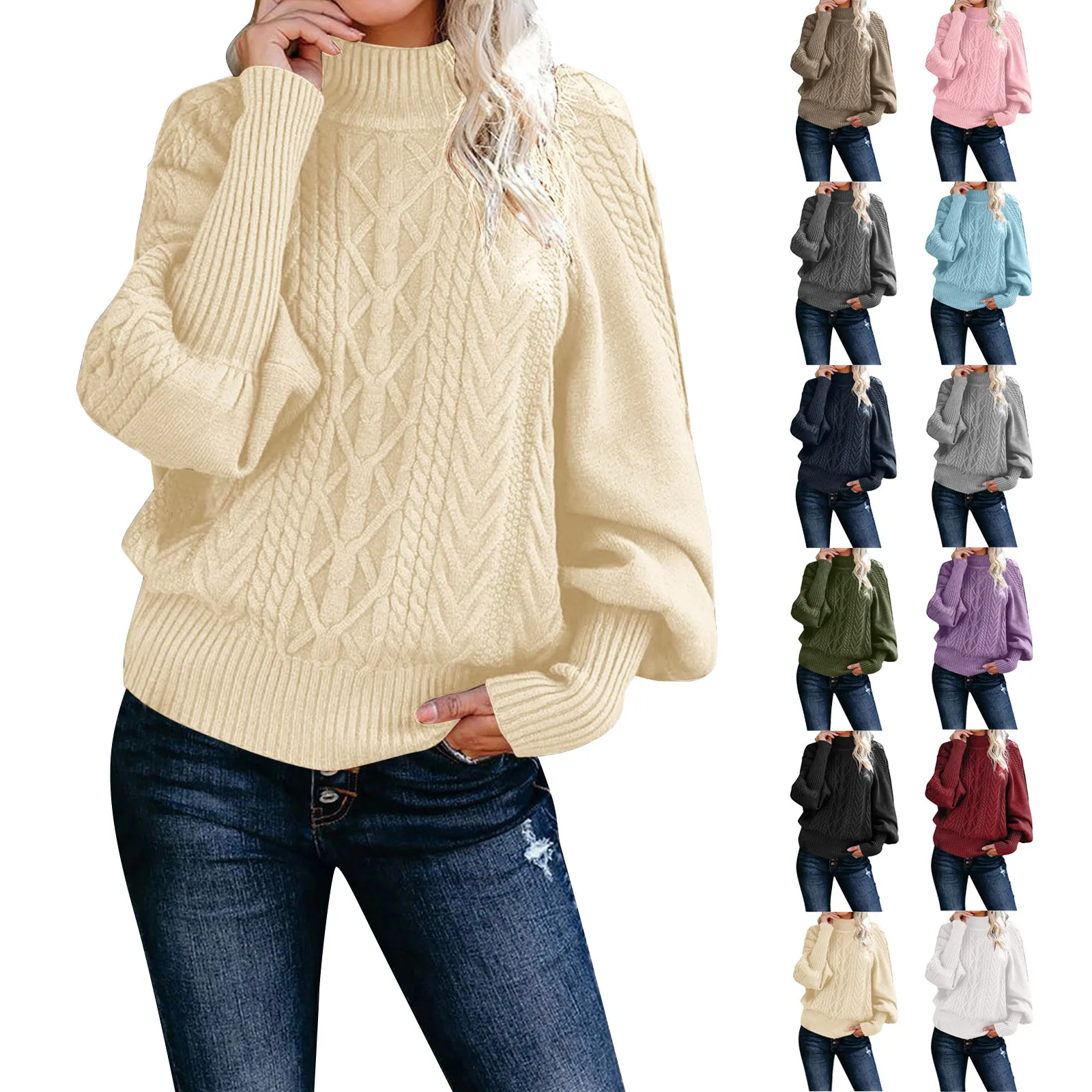 Ladies Turtleneck Neck Sweater Loose Long Sleeve Knit Solid Color Sweater Pullover Top 12 Color
Ladies Turtleneck Neck Sweater Loose Long Sleeve Knit Solid Color Sweater Pullover Top 12 Color