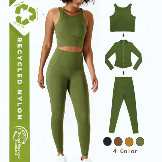 Workout Sets Women Gym Clothes Suits Fitness Eco-Friendly Recycled Nylon Gym Clothing Yoga Clothes Workout Top Sport Suits
Workout Sets Women Gym Clothes Suits Fitness Eco-Friendly Recycled Nylon Gym Clothing Yoga Clothes Workout Top Sport Suits