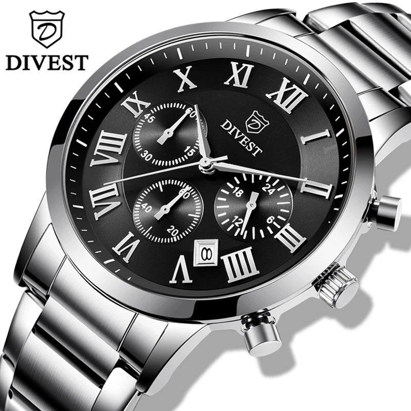 DIVEST Mens Quartz Watches Men Sport Quartz Wrist Watch Fashion Waterproof Military Top Luxury Male Stainless Steel Wristwatch
DIVEST Mens Quartz Watches Men Sport Quartz Wrist Watch Fashion Waterproof Military Top Luxury Male Stainless Steel Wristwatch
