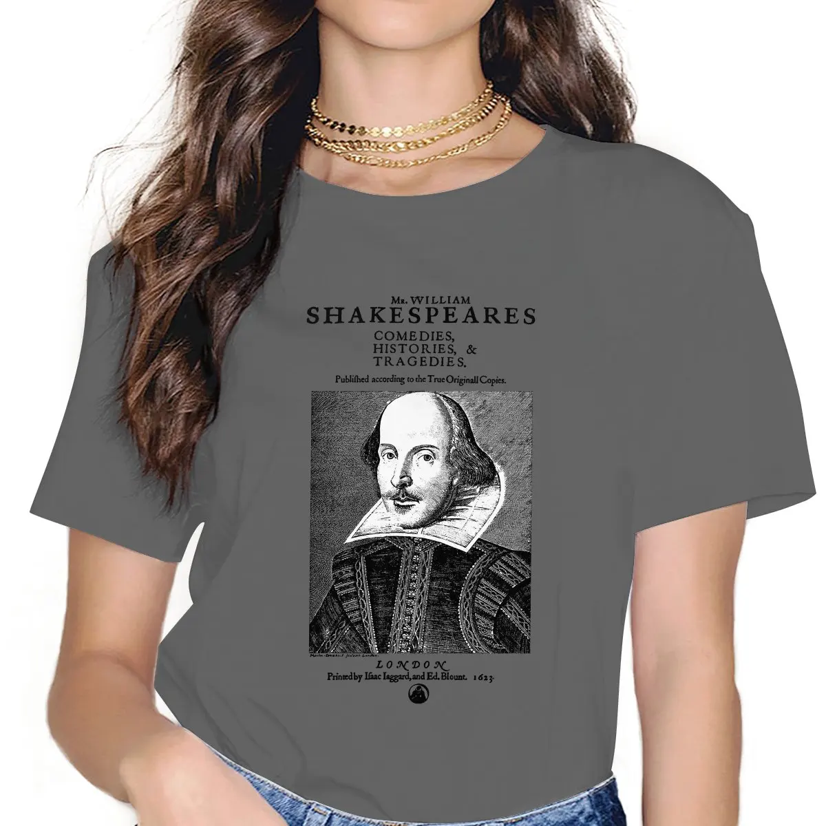 

Shakespeare TShirt for Woman Girl First Folio Frontpiece - Simple Black Version Soft Summer T Shirt Novelty New Design Fluffy