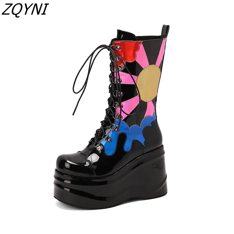 Women's boots high heels to calf wedge brand design fashion Black Gothic role play 2022 large 34-47
Women's boots high heels to calf wedge brand design fashion Black Gothic role play 2022 large 34-47