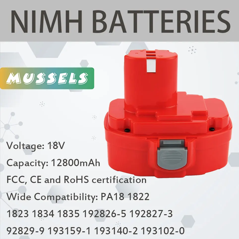 12800mAh replacement battery for 18Vmakita 1823 1834 1835 192826-5 192827-3 192829-9 193159-1 193140-2 PA18 HITACHI eb1214s
12800mAh replacement battery for 18Vmakita 1823 1834 1835 192826-5 192827-3 192829-9 193159-1 193140-2 PA18 HITACHI eb1214s