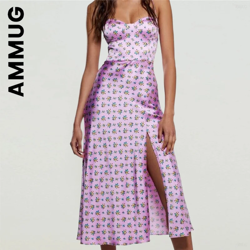 Женское платье Ammug с разрезом спереди и открытой спиной элегантная дешевая