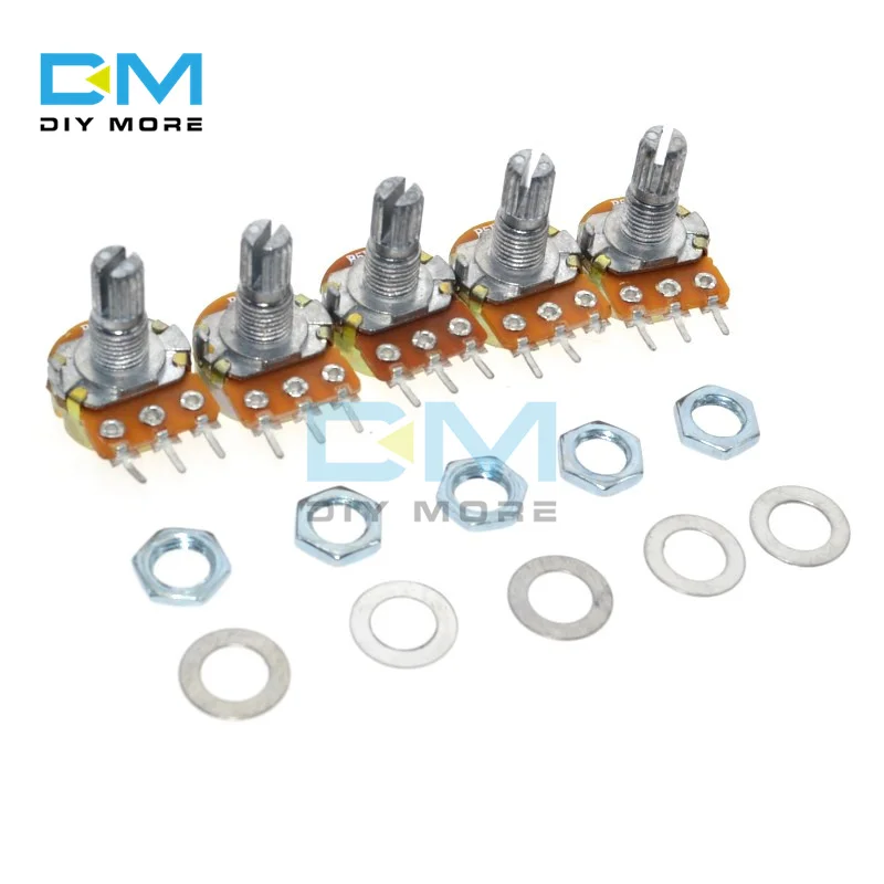 10Pcs B20K 3Pin Linear Rotary Potentiometer 15mm Carbon Film Metal Shaft Rotary Potentiometers 50K Ohm With Nuts And Washers
10Pcs B20K 3Pin Linear Rotary Potentiometer 15mm Carbon Film Metal Shaft Rotary Potentiometers 50K Ohm With Nuts And Washers