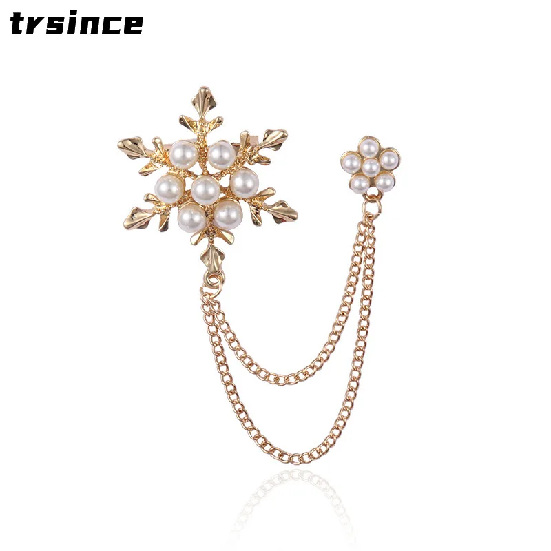 Luxury Men's and Women's Suits Fashion Corsage Accessories Alloy Inlaid Pearl Snowflake Brooch Pin Long Chain Creative Jewelry
Luxury Men's and Women's Suits Fashion Corsage Accessories Alloy Inlaid Pearl Snowflake Brooch Pin Long Chain Creative Jewelry