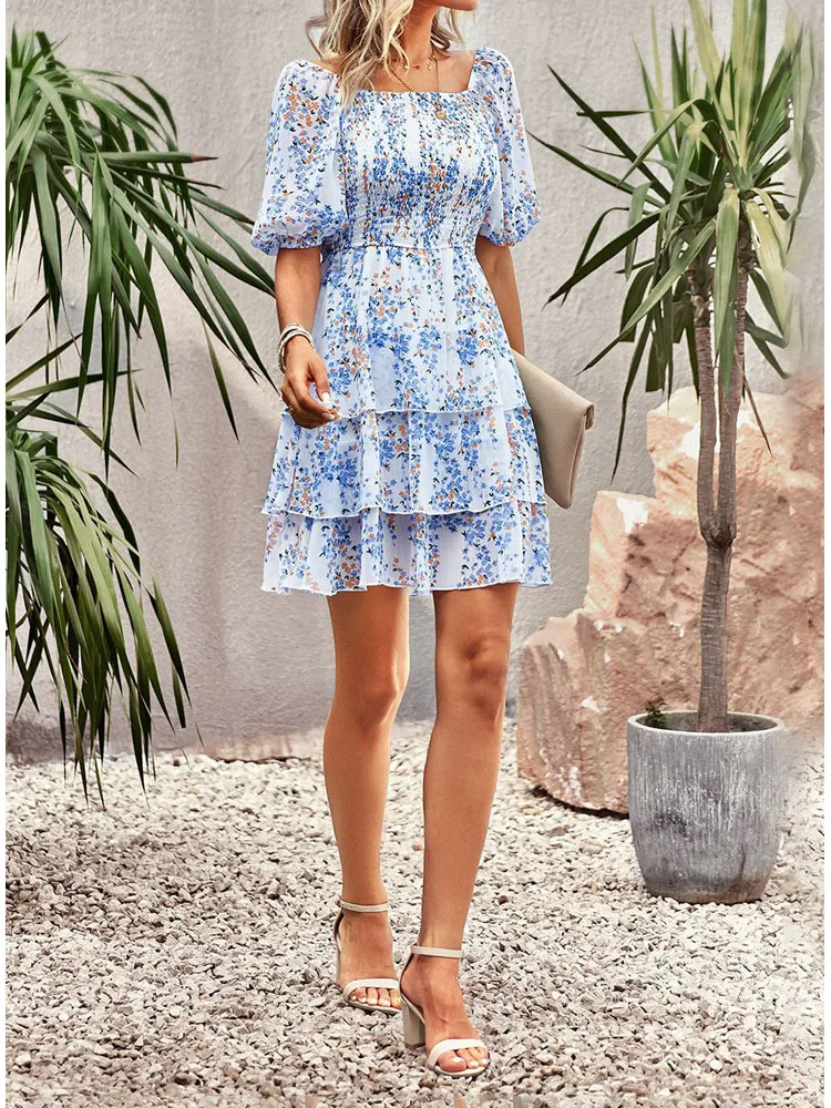 Женское Мини-Платье До Колена, элегантное французское платье с квадратным вырезом, весна-осень-лето 
Женское Мини-Платье До Колена, элегантное французское платье с квадратным вырезом, весна-осень-лето