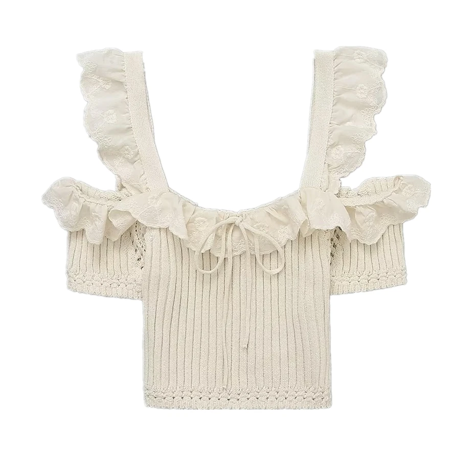 Maxdutti French High Street Retro Ruffle Stitching T-Shirt Women Knit Tank Top Fashion Beige Vest Summer
Maxdutti French High Street Retro Ruffle Stitching T-Shirt Women Knit Tank Top Fashion Beige Vest Summer