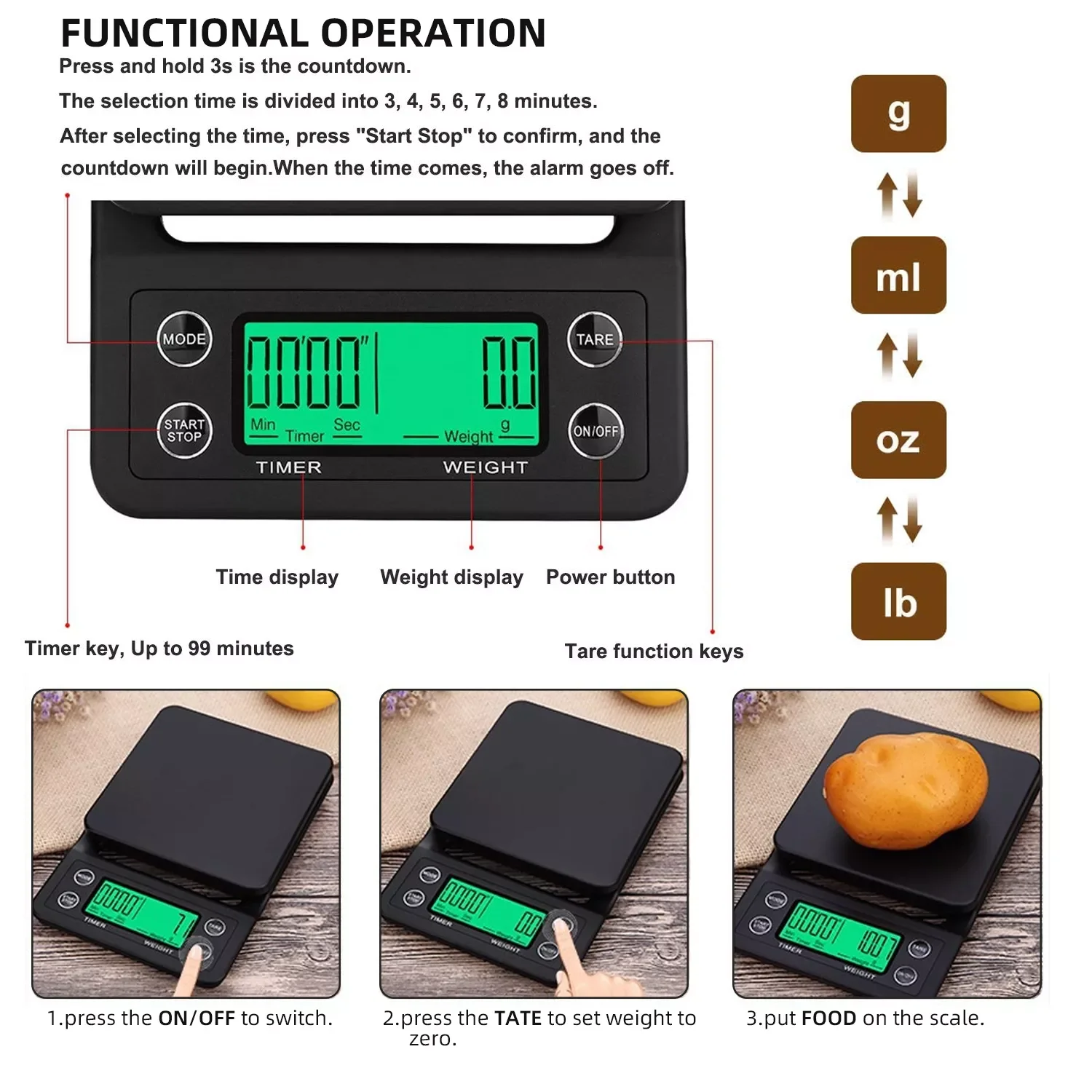 Kitchen Drip Coffee Scale with Timer 0.1g High Precision Electronic Scales Digital Household food Scale LCD Weight Balance 
Kitchen Drip Coffee Scale with Timer 0.1g High Precision Electronic Scales Digital Household food Scale LCD Weight Balance