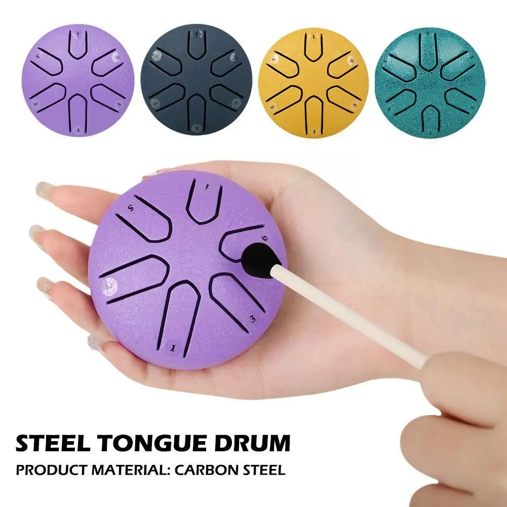

3 Inch 6-Tone Steel Tongue Drum Mini Ethereal Drum With Drumsticks Percussion Musical Instruments For Meditation Yoga W6N7