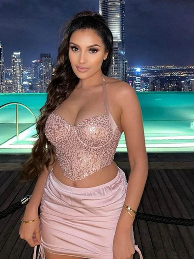 High Quality Summer Crop Top Y2k Women 2022 New Arrivals Sequin Halter Sexy Top Female Crop Top For Party Club
High Quality Summer Crop Top Y2k Women 2022 New Arrivals Sequin Halter Sexy Top Female Crop Top For Party Club